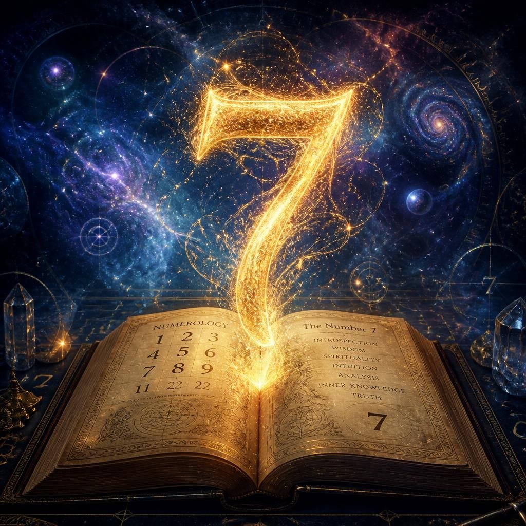 A glowing life path number calculator on a smartphone surrounded by spiritual elements like crystals and a journal.